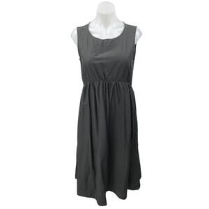 JOS Women's Gray Silk Sleeveless Pleated Crew Neck Midi A Line Tank Dress Sz 10